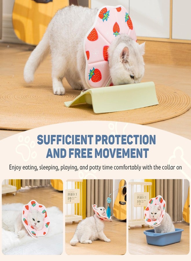 Avont Soft Cat Recovery Cone Collar, Adjustable Lightweight Kitten E-Collar for Small Dogs, Comfortable Neck Donut Stop Licking Scratching After Surgery -Strawberry(XS) - Image 2